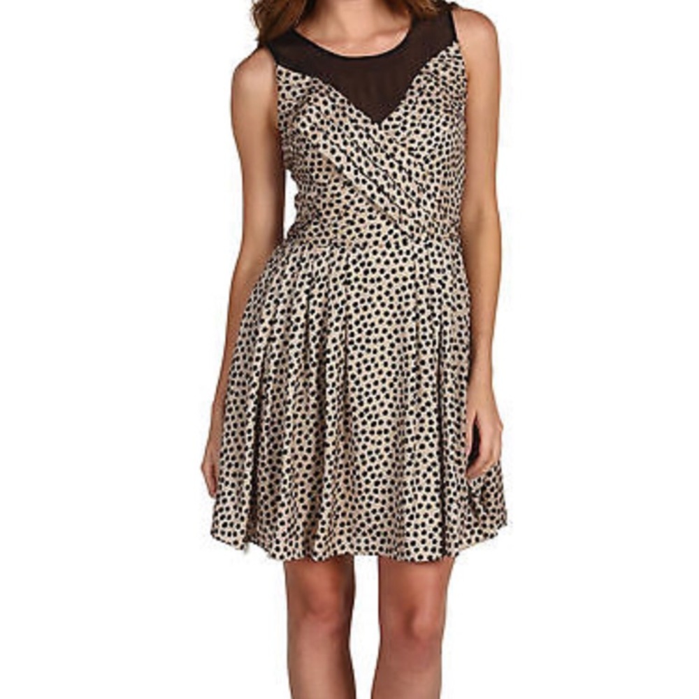 BCBGeneration Mesh Inset Pleat Front Dress-Size 0